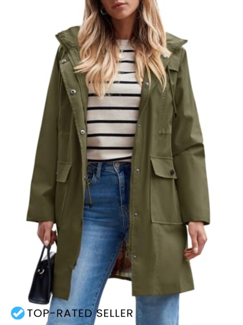 Waterproof Long Raincoat Hooded Windbreaker Trench Coat